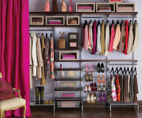 drawers and hanging rod compartments provide different storage options