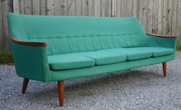 Swedish Teal Teak Sofa