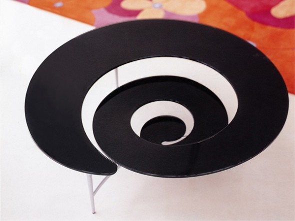 This spiral coffee table comes in various colors and is perfect for any small living room. 