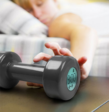 This dumbbell-style alarm clock will buzz until you have done 30 reps, perfect for lazy bums