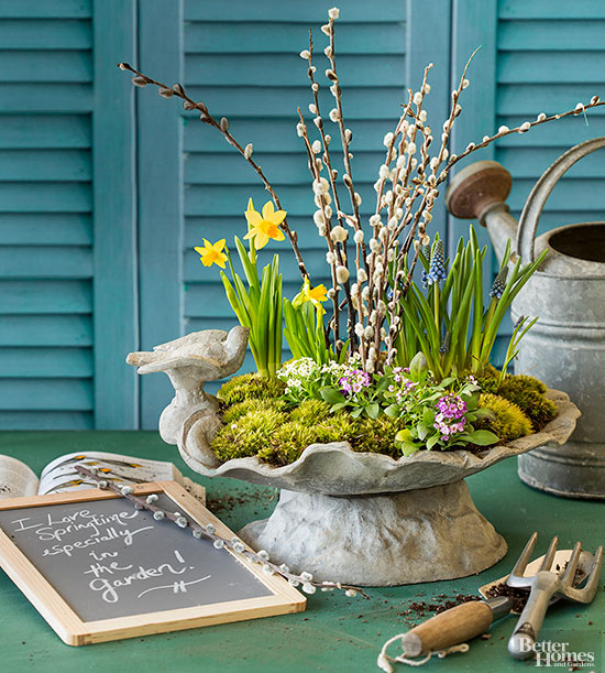 Spring Centerpieces Birdbath