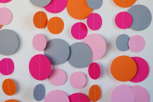 Polka dots are one of the hottest decoration trends, also these hangings are really cheap or you can make them at home 