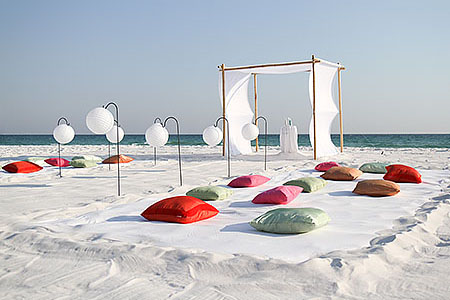 ground seating can be enjoyed if you are keeping a casual theme; keeping low height tables will also be a good option.