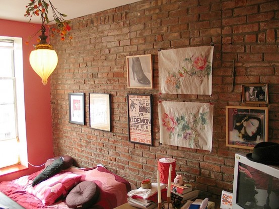 Designer Bedrooms with Exposed Brick Walls