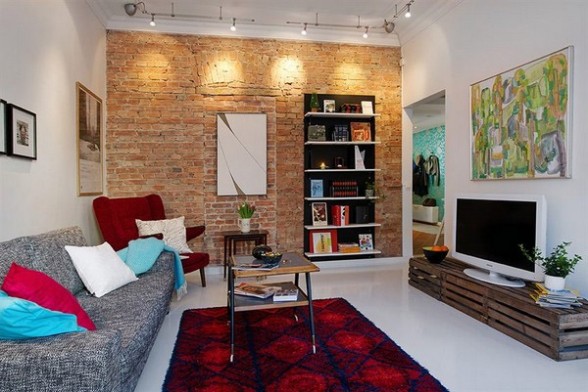 Designer Living Rooms - Exposed Brick Walls