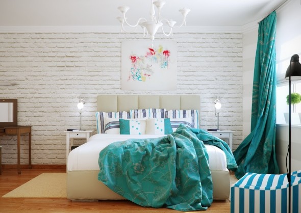 White and Turquoise Bedroom Ideas