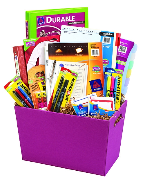 corporate gift ideas - A gift basket overflowing with office supplies 