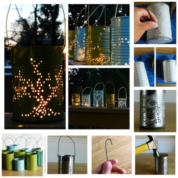  tin can lanterns are easy to make and involve little time and effort