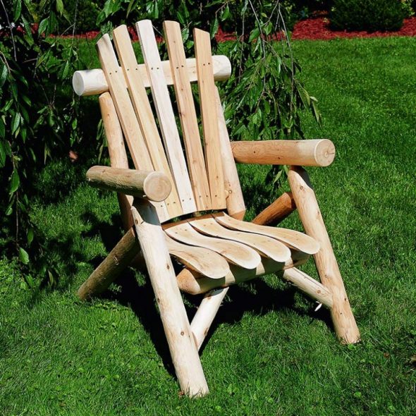 wood chair in garden