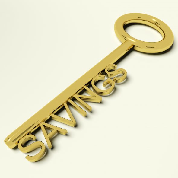 Savings Gold Key Representing Money And Investment