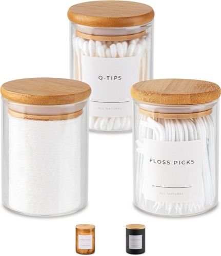 Glass Apothecary Jars with Bamboo Lids (Set of 3)