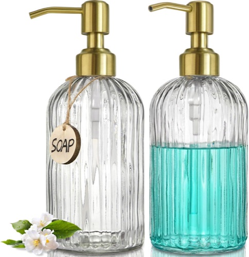 Fluted Glass Soap Dispensers (Set of 2)
