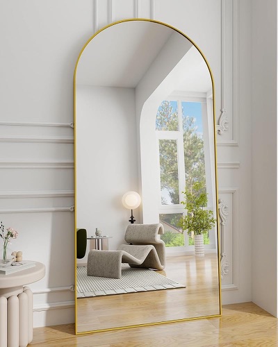 Arched full-length floor mirror