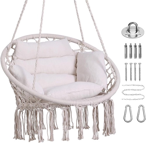 Macrame hanging hammock chair