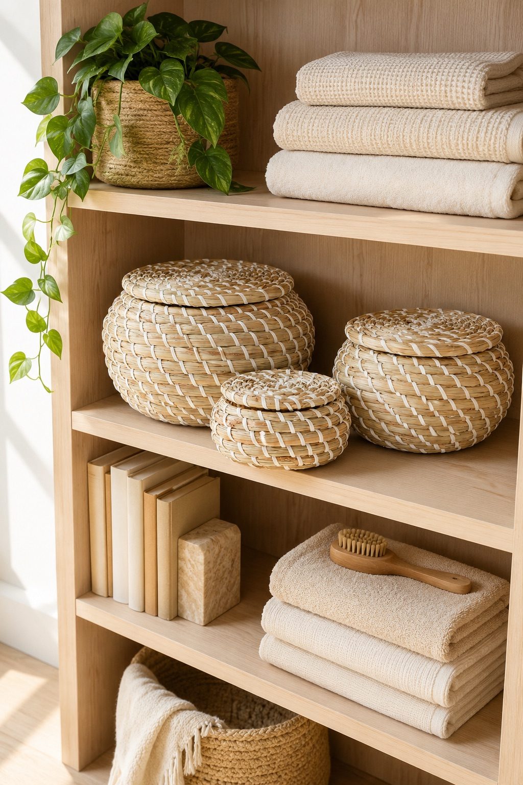 Americanflat Woven Seagrass Storage Baskets (Set of 3)