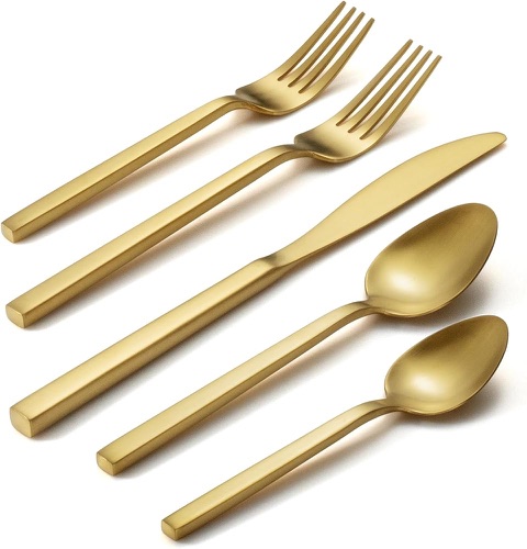 Matte gold flatware set