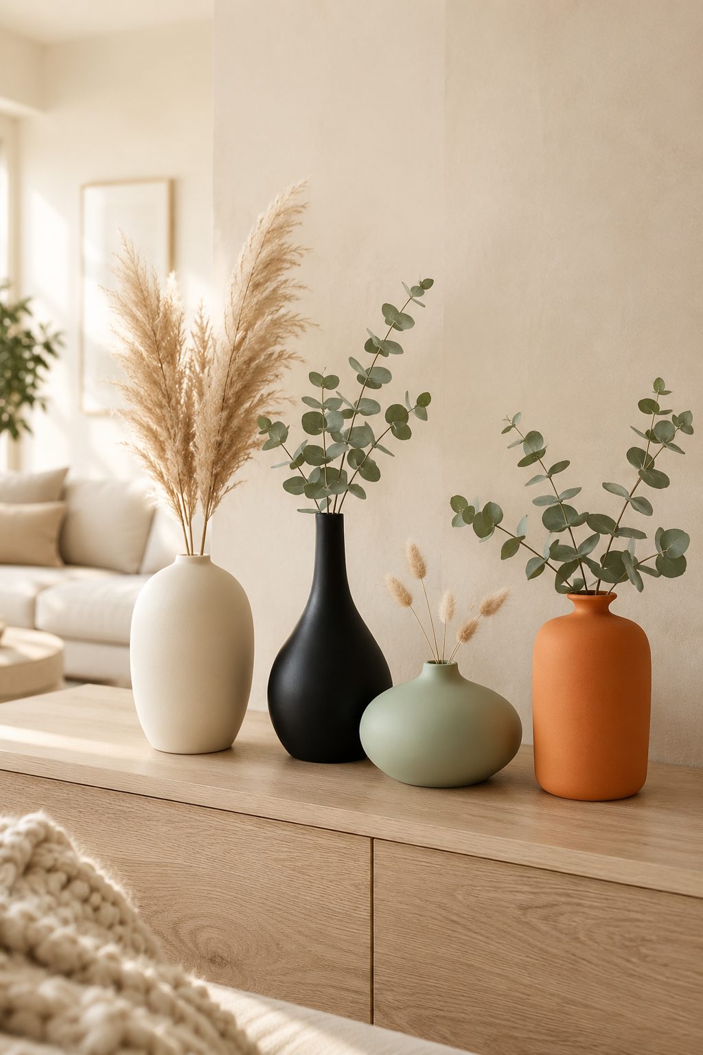 Set of 4 Matte Ceramic Bud Vases (Boho)