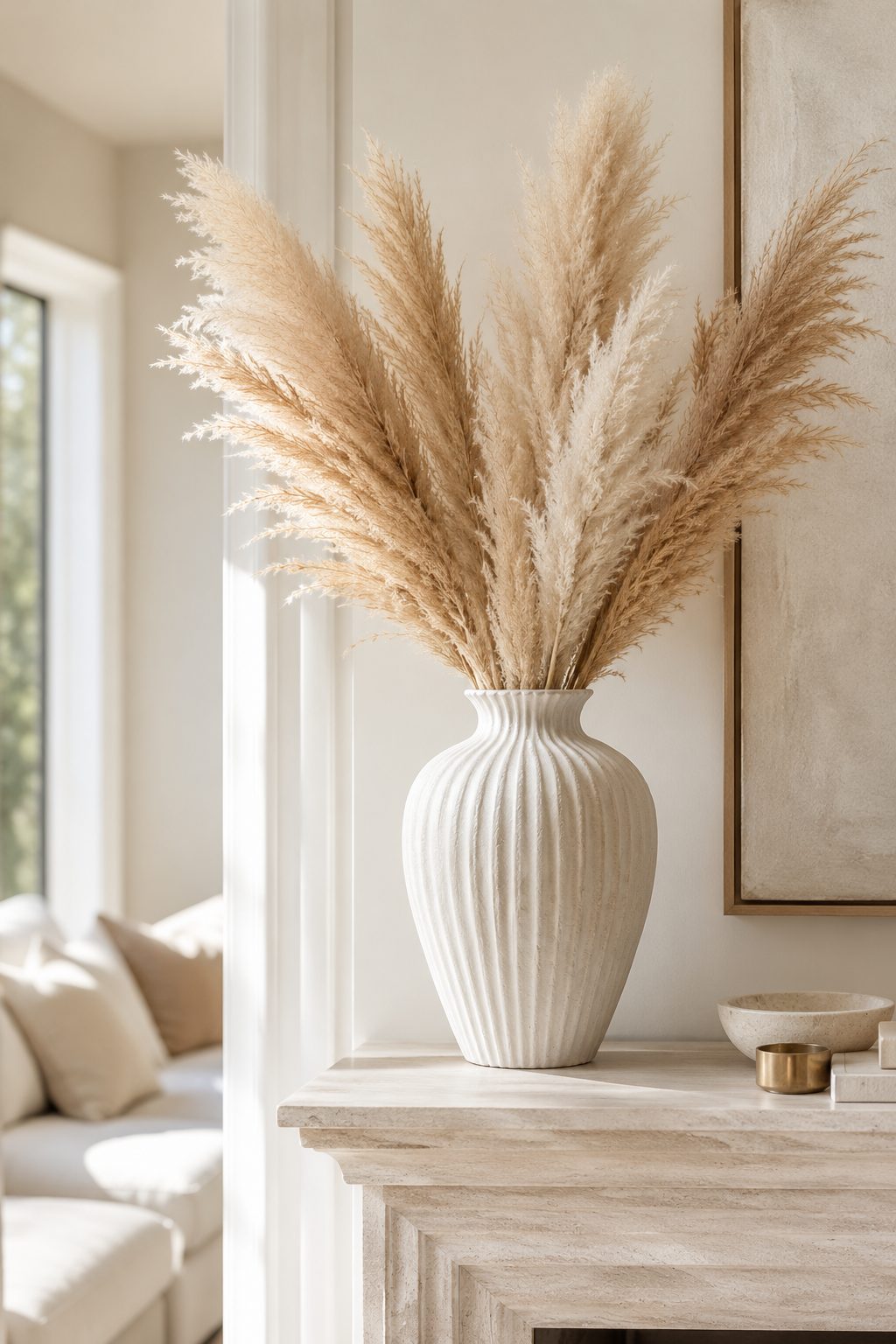 Handmade Warm-White Textured Round Vase