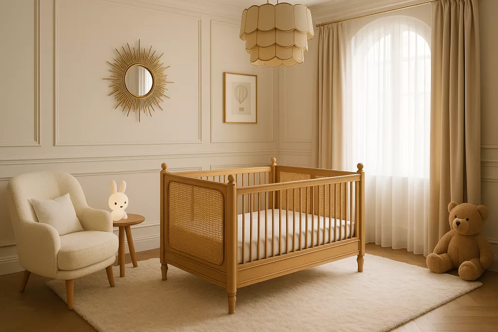 Crib with rattan design