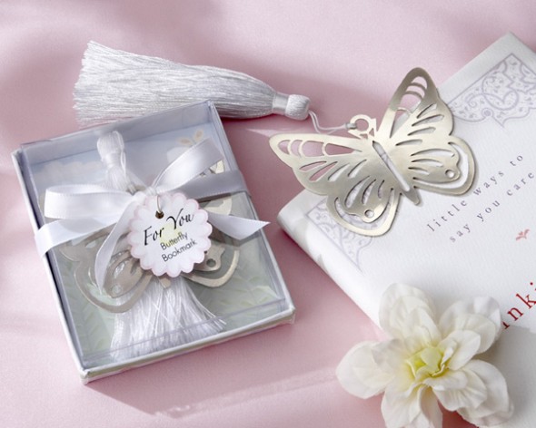 elegant silver butterfly bookmark is a great party favor for any spring wedding