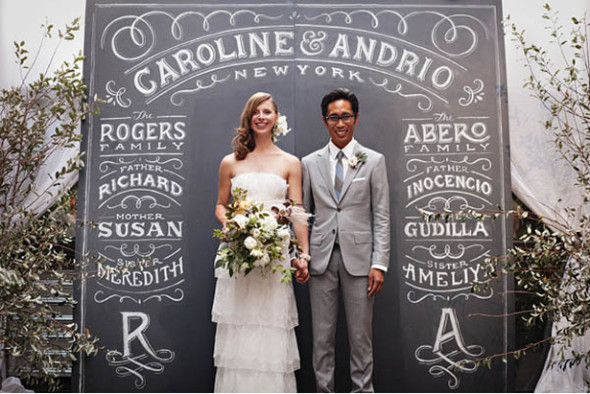 display your family and loved one's name on chalkboard surface background at the altar. 