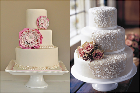 Chic flower and lace theme wedding cakes