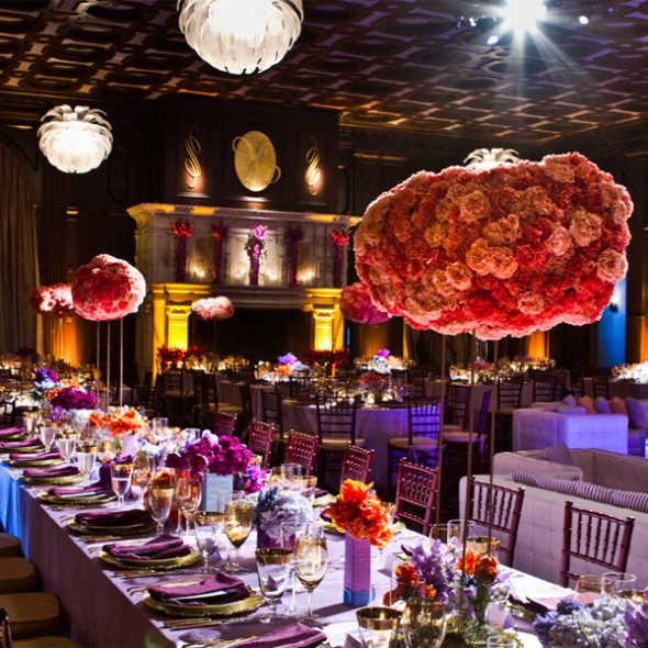 Make a bold and vivid statement  with vivid hanging centerpieces