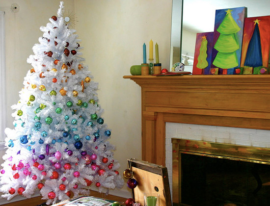 Decorate with rainbow color ornaments; they can be a gorgeous addition to your tree. 