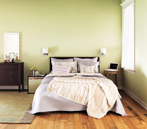 Home Decoration - Light Shades of Green for Bedroom Bring Soothing Effect