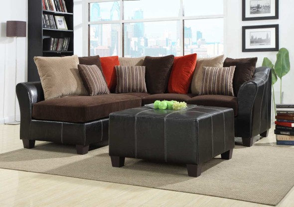Fabulous modular sectional sofa in dark espresso leather color 