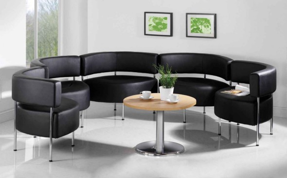 Modern and elegant matte black curved shaped modular sectional sofa 
