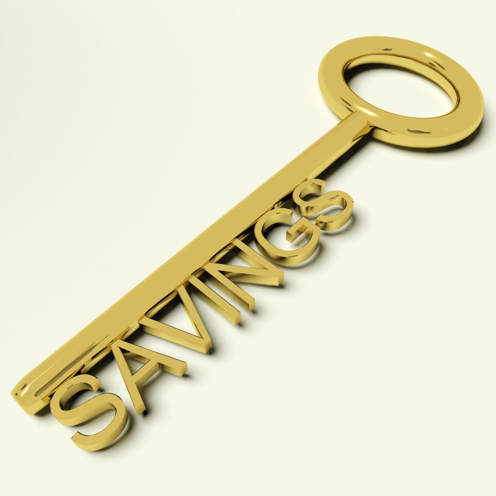 Savings Gold Key Representing Money And Investment