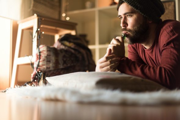 Young man vaping