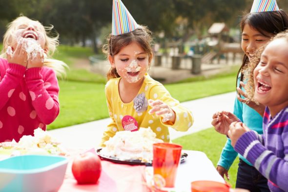 Group Of Girls Having Outdoor Birthday Party